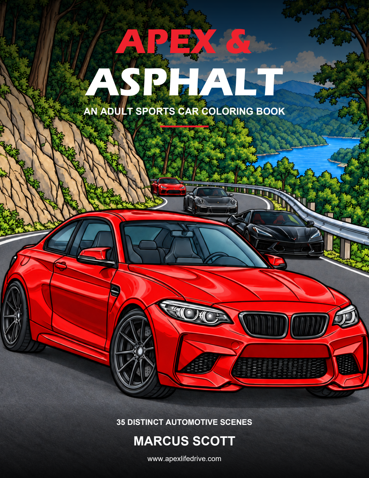 Apex & Asphalt — An Adult Sports Car Coloring Book cover